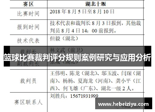 篮球比赛裁判评分规则案例研究与应用分析